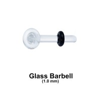 1 mm Glass Piercing Straight Bar with Black O-ring